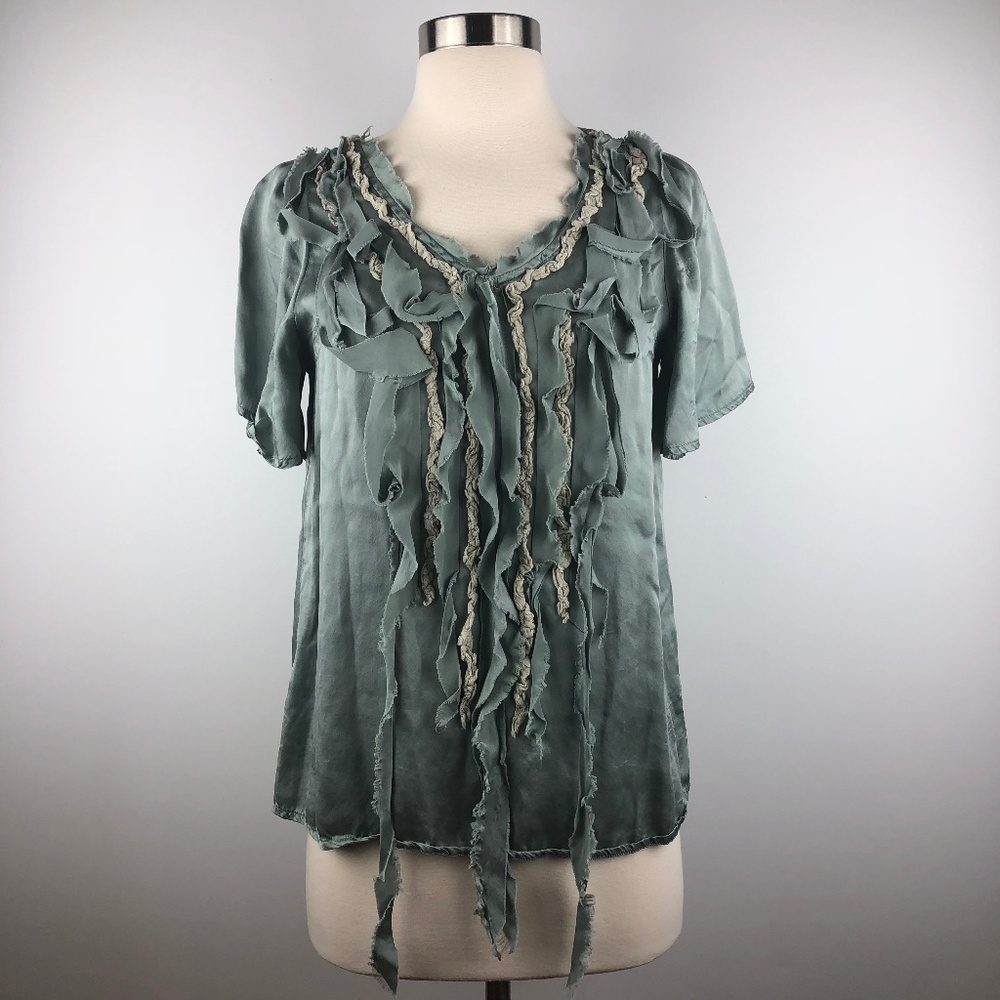 Lala Ribbon Strands Silk Blouse Top Small - Picture 2 of 9
